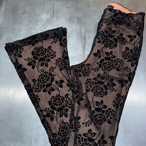 Black Floral Lace Pants